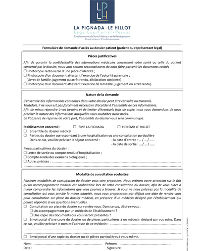 Dossier de Pré-admission au format PDF